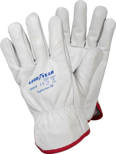 Goodyear Rump Handschuhe aus Vollnarbenleder Größe 10 Farbe weiß, Arbeitshandschuhe