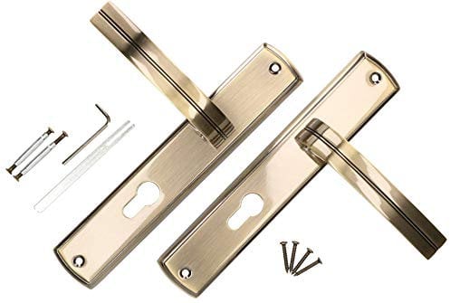 KOTARBAU® Set di maniglie per porta PZ 90 mm targa lunga Patina Universale Modern
