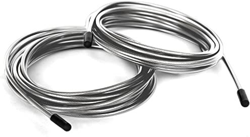 Câbles Transparents de Rechange Corde à Sauter Crossfit | Epaisseur 2,5mm - Longueur 3m50 | Pack de 2 câbles en Acier avec Jeux complets de Fixation pour Brank Rope | Idéal confirmés aux Double Under