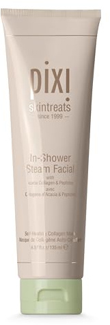 Pixi Beauty In-Shower Steam Facial | Nettoyant Visage Chauffant en Gel-Huile | Nourrit, Adoucit et Illumine la Peau | À Utiliser sous la Douche ou dans le Bain | 135 ml / 4,6 fl oz