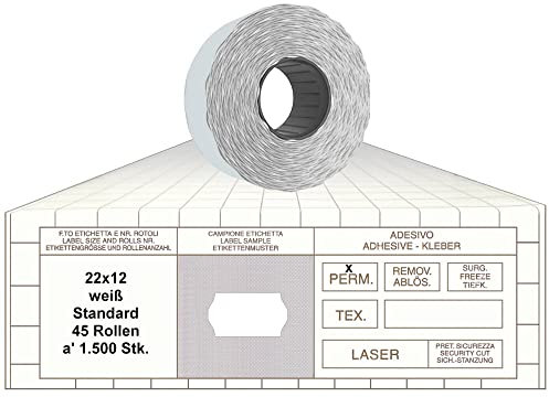 Preisetiketten 22x12 Standard weiß 45 Rollen