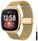 HYKEJI Ersatzarmband Kompatibel mit Fitbit Versa/Versa 2/ Versa Lite/Versa SE Armband für Damen/Herren, Ersatz Edelstahl Metall Armband für Fitbit Versa/Versa 2/ Versa Lite/Versa SE (Gold)