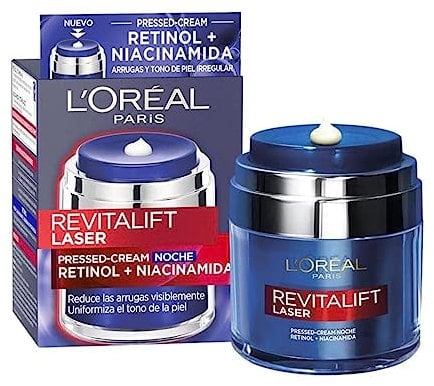 L'Oreal Paris Dermo Expertise Revitalift Laser Pressed Crema de Noche Con Retinol Y Niacinamida, 50 ml (Paquete de 1)
