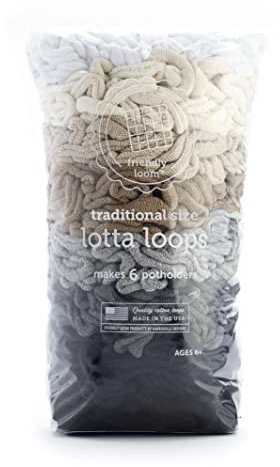 Friendly Loom Harrisville Designs Lotta Loops Neutrals Lot de 6 maniques en coton de taille traditionnelle 17,8 cm