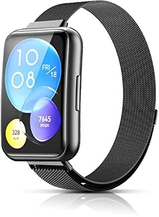 PaceBid Cinturino Compatibile con Huawei Watch Fit 2, Acciaio Inossidabile in Metallo Cinturino Uomo Donna, Magnetico Cinturino Sgancio Rapido di Ricambio per Huawei Watch Fit 2 -Nero Profondo