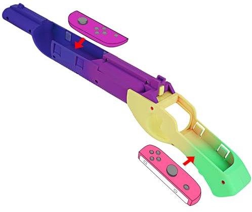 Geekria Game Gun Controller Compatibile con Nintendo Switch/Switch OLED Joy-Cons Gun Shooting Games Accessori di gioco, compatibile con Splatoon 3 e altri giochi Switch Shooting (Porpora/Giallo))