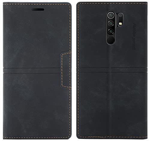 OKZone Kompatibel mit Xiaomi Redmi 9 Hülle, Handyhülle Wallet PU Leder Kartenfach Magnet Klappbar Schutzhülle Xiaomi Redmi 9 Handy Hüllen Flip Handytasche Case Cover Stoßfest Klapphülle (Schwarz)