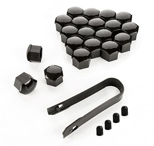 LST 20x 17 mm schwarz glänzende Sechskantkappen Radschrauben Abdeck Kappen