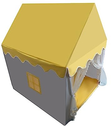 GYMAX Casetta per Bambini, Tenda in Tessuto Oxford con Tappetino in Cotone Lavabile, Telaio in Legno di Pino Canforato, Design Pieghevole, Adatta a Interno ed Esterno (Stile 4)
