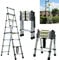 Telescopic Ladder 6+7 Step A-Frame DIY Multi-Purpose Ladder Portable Extendable Aluminum Ladders Folding Extension Ladder (2M+2.3M) Loft Ladders Foldable Ladder Collapsible Ladder, 330lb Capacity