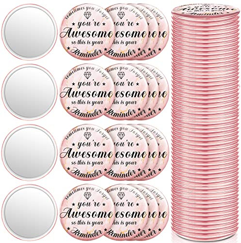 Gulfmew Lot de 36 miroirs compacts Inspirants de 7,9 cm en Vrac pour employé, Miroir de Maquillage Rond en Verre pour Sac à Main Personnel, Mini pour la fête des mères, Les Femmes, Les collègues, Les