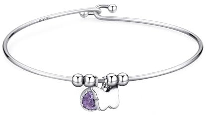 S'Agapõ Bracciale Donna, Bracciale Rigido in Acciaio e Cristalli con Simbolo Farfalla | Collezione Lucky Light - SKT33