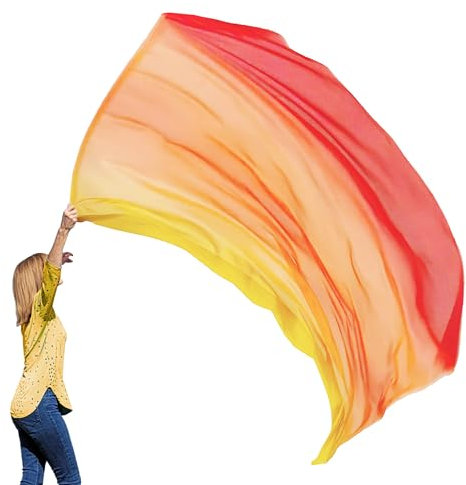 Wuchieal 139,7 x 198,1 cm, rechteckige, federleichte prophetische Anbetung, Seide, flexible Flagge, Kirche, liturgisches Lob, Anbetung, Tanzbanner (2#Gelb-Orange-Rot)