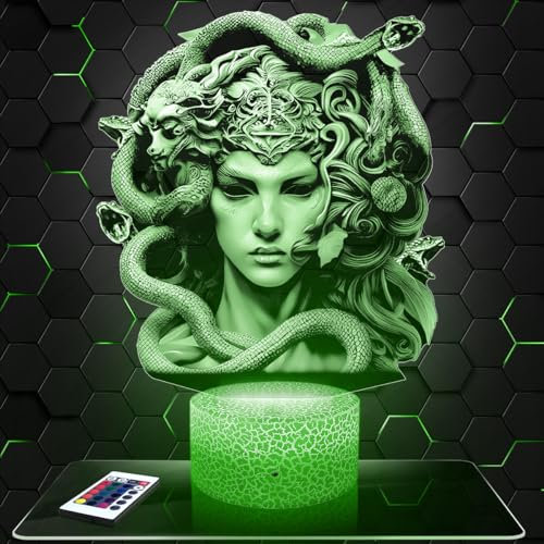 Nachttischlampe Medusa Gorgon Mythologie deko Griechisch Antik. Geschenkidee Mann objekt Medusa Gorgon Mythologie Nachtlicht Erwachsene deko Zimmer.