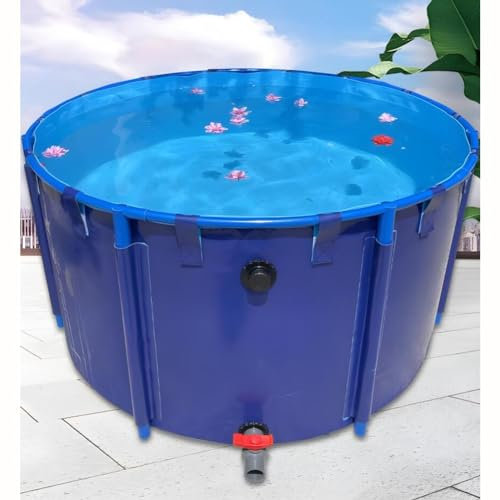 PVC-Leinwand-Pool Über Dem Boden, Kreisförmiger Verdickungspool, Großer Zusammenklappbarer Rahmenpool, Aquarium-Pool-Teich, Für Bewässerungs-Wasser-Speicher-Tank (Farbe : Blau, Größe : 3.5X1m-9600L
