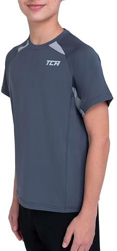 TCA Quickdry Boys T Shirt for Football, Sport, Training - Boys Football Kit for Kids, Boys T Shirts - Graphite, 6-8 Years