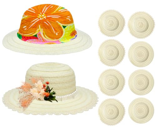 ifundom 8pcs Diy Straw Hat Kids Diy Crafts Plain Straw Hats Children's Toys Kids Outdoor Playset Toddler Hat Painting Paper Hats for Children Girl Suite Mexico