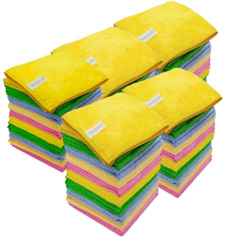 Premier Bond Distribution Microfibre Cleaning Cloths, All-Purpose Cleaning Towels, Pack of 50, 300 GSM Size 11.8 x 11.8 in (30cm x 30cm)