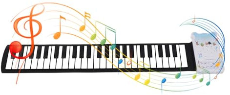 49-Tasten-Roll-Up-Keyboard-Klavier, Roll-Up-pädagogische Elektronische Digitale Musik-Klaviertastatur, Tragbare Digitale Elektrische Faltbare Klaviertastatur mit 8 Verschiedenen