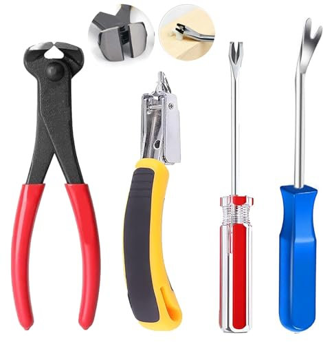 Polster- und Reparaturklammerentferner, Tack-Puller, Nagelentferner, Werkzeug-Set, 4-teilig