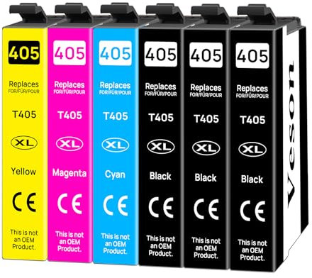 405XL Druckerpatronen für Epson 405 XL Patronen Kompatibel mit Epson Workforce Pro WF-3820 WF-3825 WF-4820 WF-4825 WF-4830 Workforce WF-7830 WF-7835 WF-7840 WF-7310(6er Pack)