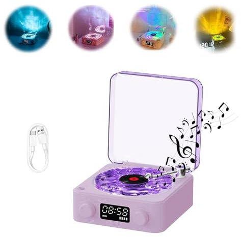 Vinyl Speaker The Waves Vinyl Record Player Wireless Bluetooth Speaker with RGB Light Retro Record Player Shape Speaker Stereo Sound Audio Music Player with TF AUX Mode White Noise Speaker Gifts