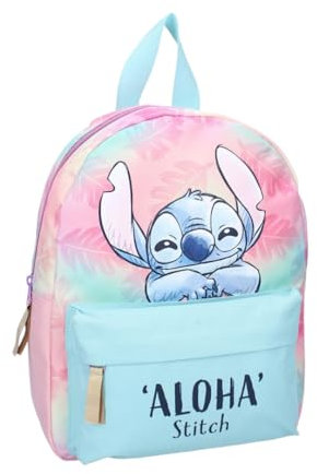 mybagstory Sac à dos rose et bleu pour fille stitch – Disney - Enfant - Ecole - Maternelle - Garderie - Cartable Fille - Taille 31 cm - Bretelles réglables – Idée Cadeau
