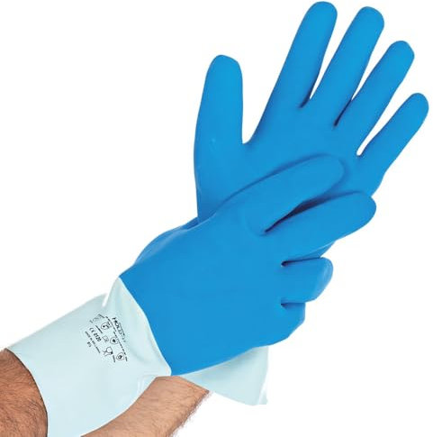 FRANZ MENSCH 1 Stück Chemikalienschutzhandschuhe Hold | Latex, Packung, blau, 11/XXL, L: 30cm, Chemikalien Schutz Handschuhe,Chemie Handschuhe