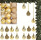 Juego 24 Bolas Navidad Roja | Adorno Navideño | Decoración Árbol Navidad | Bolas plástico 3 cm | Buró design (Dorado)