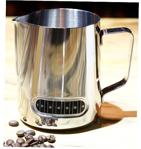PAMINGONO 600ML Edelstahl Milchkanne Mit Temperaturanzeige Perfekt Für Latte Art Cappuccino Und Milchschaum Hochglanz Polierte Oberfläche Milchbecher Für Kaffeeliebhaber