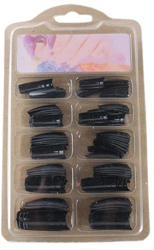 100 Pcs Black DIY Acrylic Gel French Nail Art Colored French Tips False Nail Tips False Nails Accessories