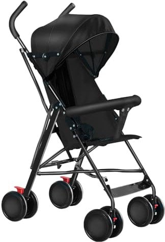 Kindersportwagen,Zusammenklappbarer Kinderwagen,leicht modern klein Buggy mit Liegeposition,Liegefunktion,Ultraleicht (nur 4.5 kg),ideal für Reisen,bis 60 kg (Schwarz, 45 x 67 x 100cm)