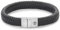 Rebel & Rose Herren-Lederarmband Schwarz Full Metal Herringbone Black RR-M0019-S-XL 21 cm