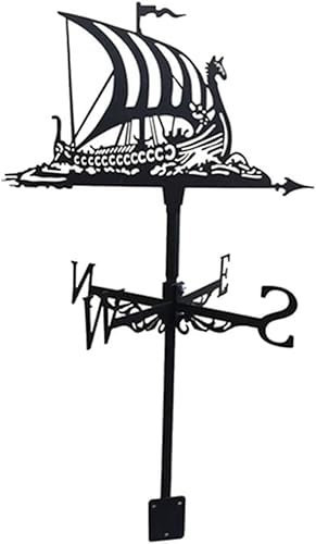 MWAYOYTE Banderuola segnavento in Metallo, banderuola segnavento per Barca a Vela, indicatore di direzione del Vento Decorativo a Forma di Nave da Guerra retrò, per Esterni e Cortili.