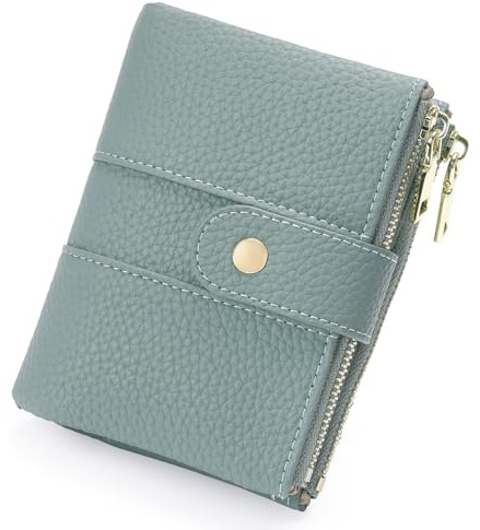 GOIACII Geldbörse Damen Kleines Portemonnaie RFID Blocker Geldbeutel Damen Klein Leder Slim Zipper Brieftasche Blau