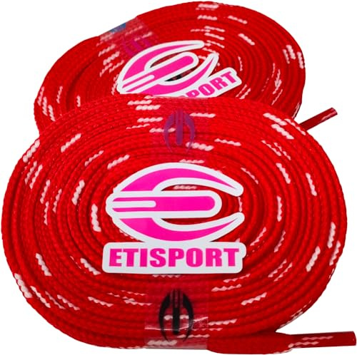 ETISPORT Paar professionelle flache Schnürsenkel für Hockey- und Schlittschuhe und Riemen mit Rollen. Beständig. Länge jeweils 3 m | 118in.