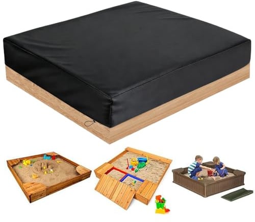 Mineup Sandkasten Abdeckung, 160x160x20cm Sandkasten Abdeckplane, Wasserdicht Sandkastenabdeckungen Staubdichte mit Abdeckung, 420D Oxford Sandkiste Schutzhülle für sandkasten,Pool,Garten