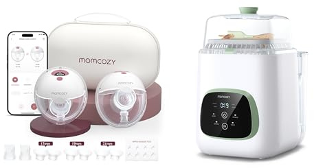 Momcozy M5 Smart Milchpumpe Elektrische, App-Steuerung Milchpumpen handsfree & Momcozy KleanPal Pro Baby Bottle Washer Schnellster Flaschenreiniger mit Hochdruck, 19-Minutenschnellgang, Automatische