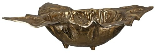 GILDE Schale Crumple aus Aluminium - rechteckig - strukturiert - goldfarben - Höhe 12cm x Breite 42cm - Dekoschale