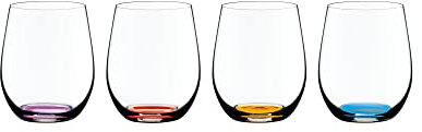RIEDEL Happy O Vol. 2, klares Kristallglas, gefärbte Bodenplatten, maschinell gefertigt