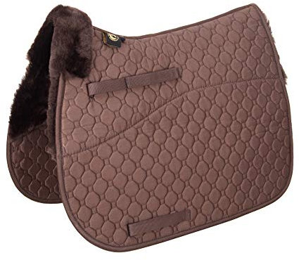 Merauno Lambskin GP/Jumping Square Half Lined Dressur Springen VSS-Lammfell Schabracke (Braun mit Braun Lammwolle)