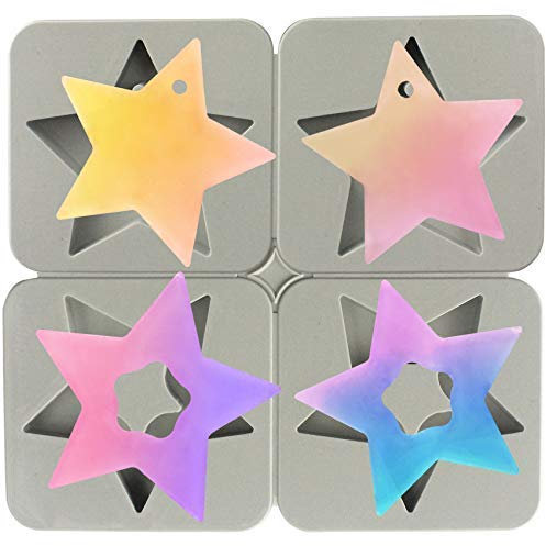 Musykrafties Moule en silicone à 4 cavités en forme d'étoile avec trou pour chocolat, savon, bougie, moulage en résine époxy, projets d'artisanat de bijoux