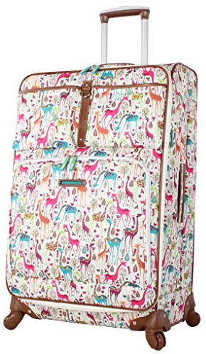 Lily Bloom Design-Muster 71,1 cm Gepäck, weiche Seite, erweiterbar mit doppelten Spinnrollen, große, leichte Koffer, karierte Tasche für Damen, Giraffe Park, 28in