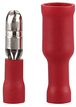 Heschen - Confezione da 100 dischi a crimpare maschio e femmina, isolati in vinile, 0,5-1,5 mm² (22-16 AWG), colore: Rosso
