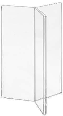 Werbeaufsteller Acrylglas 3-Seitig 1/2 DIN A6 (Postkartenformat) Zeigis® / Sternförmig/Tischaufsteller/Flyerhalter/Einlegerformat 52mm x 105mm