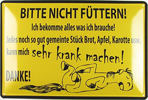 Generisch Blechschild 20 x 30 cm, gewölbt, Bitte nicht füttern, Pferd, Warnschild, Hinweis, dekoratives Geschenkschild