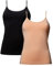 DANISH ENDURANCE Unterhemd Damen aus Viskose, 2 Pack Seamless (Mehrfarbig (1 x Schwarz, 1 x Nude Beige), X-Large/XX-Large)