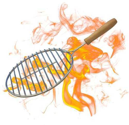 BBQ Dragon Grillrost für Holzkohlekamine, scharfes Fleisch in Sekunden für Sous Vide, super heiße Flammen sind bereit zum Kochen in Minuten – massiver Holzgriff für einfache Handhabung, ein