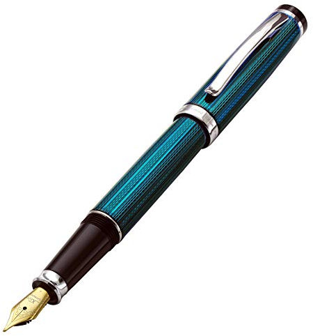 Xezo Incognito Fountain Pen, Fine Nib. Deep Blue Lacquer with Pure Platinum Plating. Handcrafted, Limited Edition, Serialized