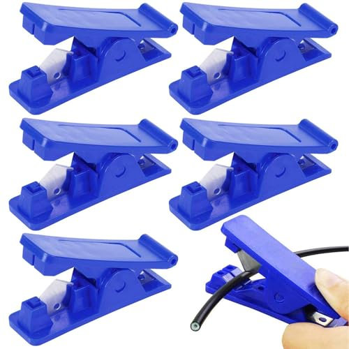 Coupe Tuyau,RoadLoo 6Pcs Teflon Pipe Cutter Coupe-Tube en Plastique économique en Caoutchouc de Silicone Souple Tube de Tuyau Coupe-outil de Coupe PU en Nylon Caoutchouc Pipe Cutter Bleu